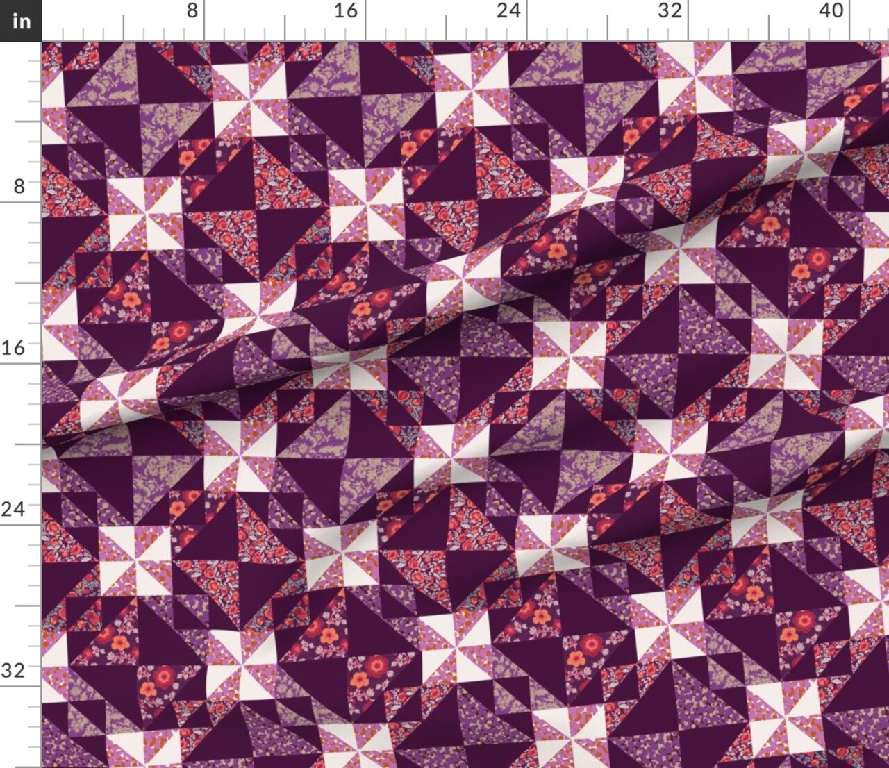 Cheater Quilt Wholecloth Geometric Pattern Custom Printed Fabric by Spoonflower Various Fabrics by the Yard or Fat Quarter